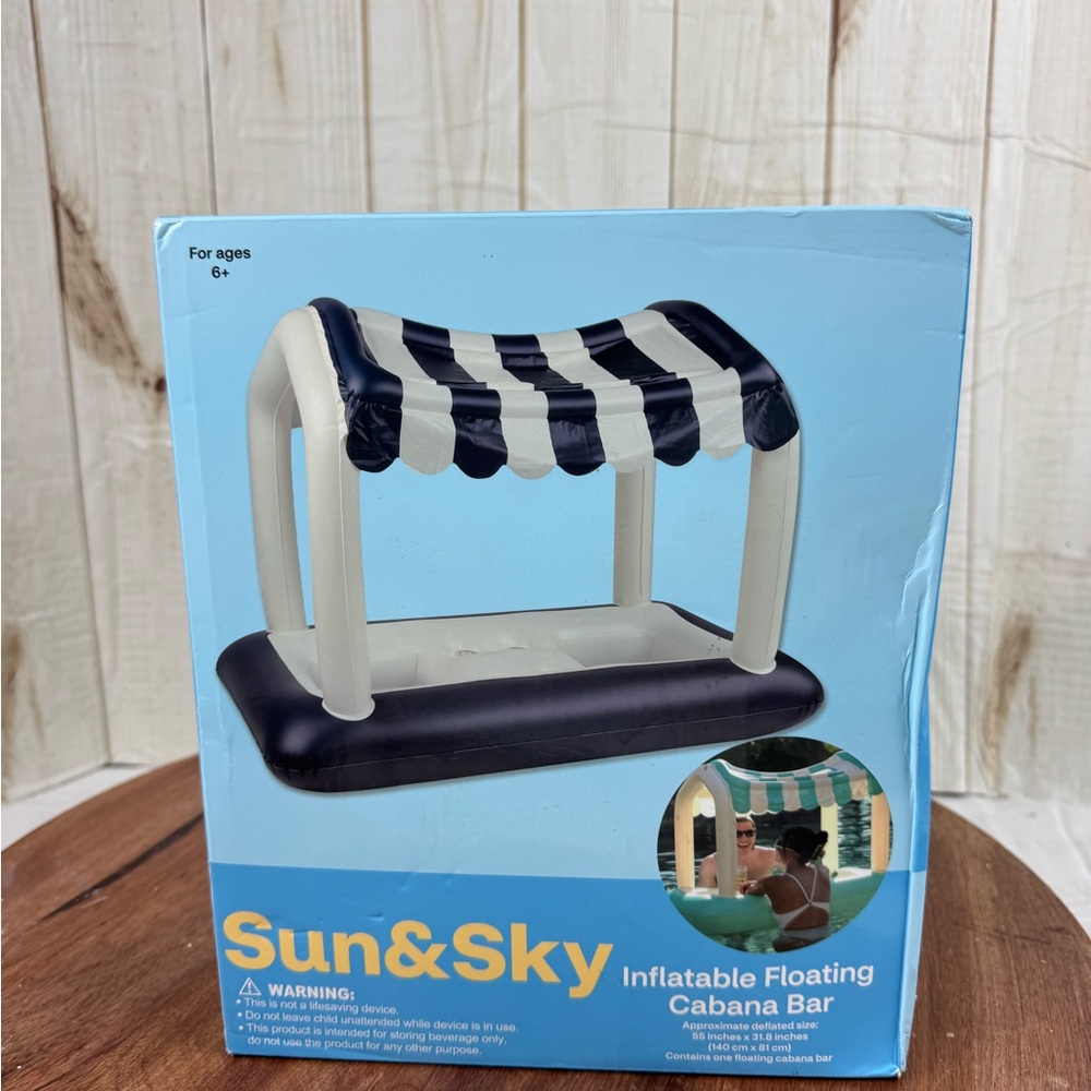 Sun & Sky. Inflatable Floating Cabana - Navy and Cream(55 inches x31.8 inches).